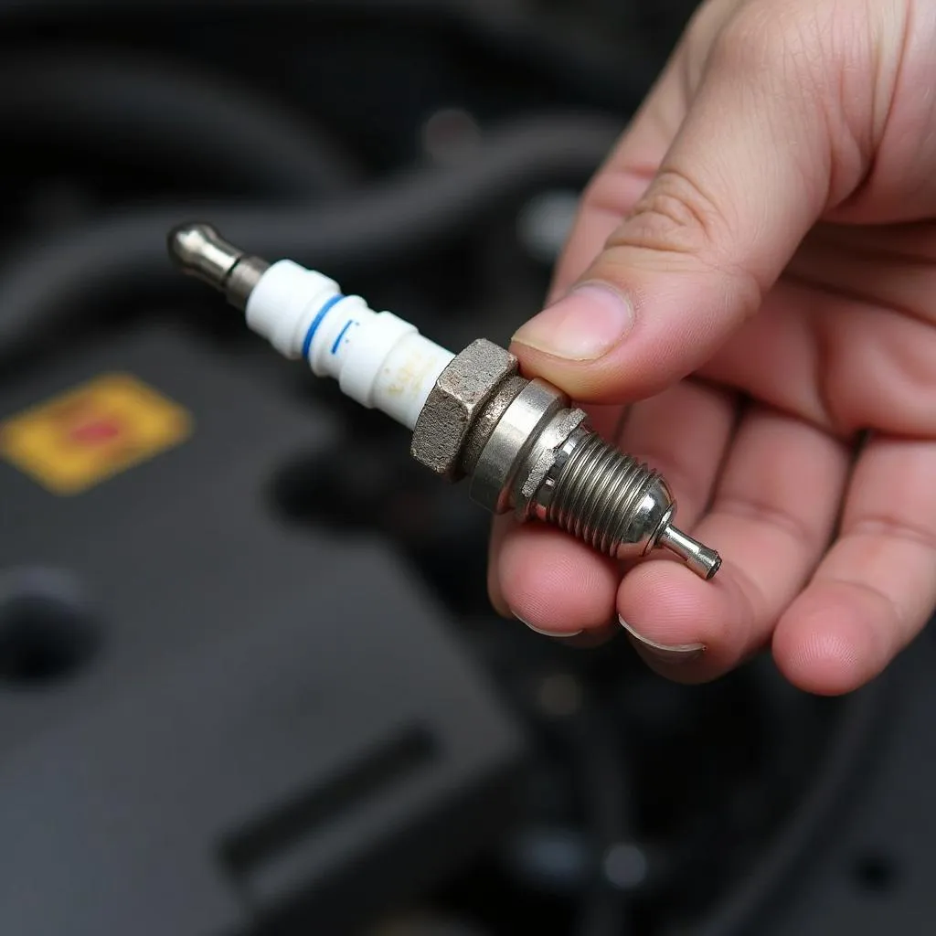 Mechanic Checking Spark Plugs for Wear and Tear