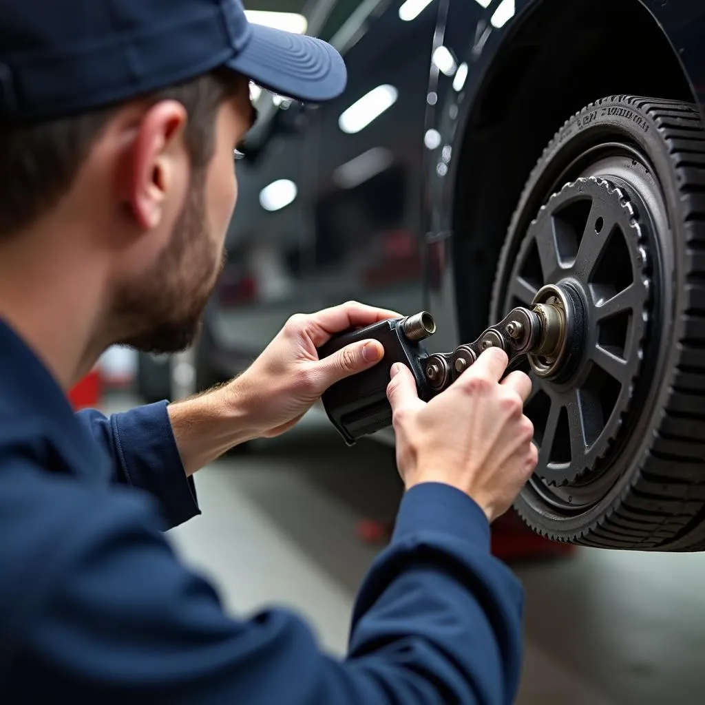 Mechanic Inspecting Timing Chain