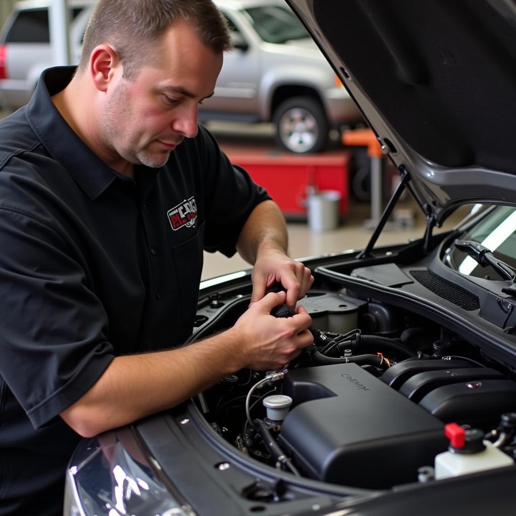 Mechanic Diagnosing Wiring Harness Issue on a 2012 Dodge Charger