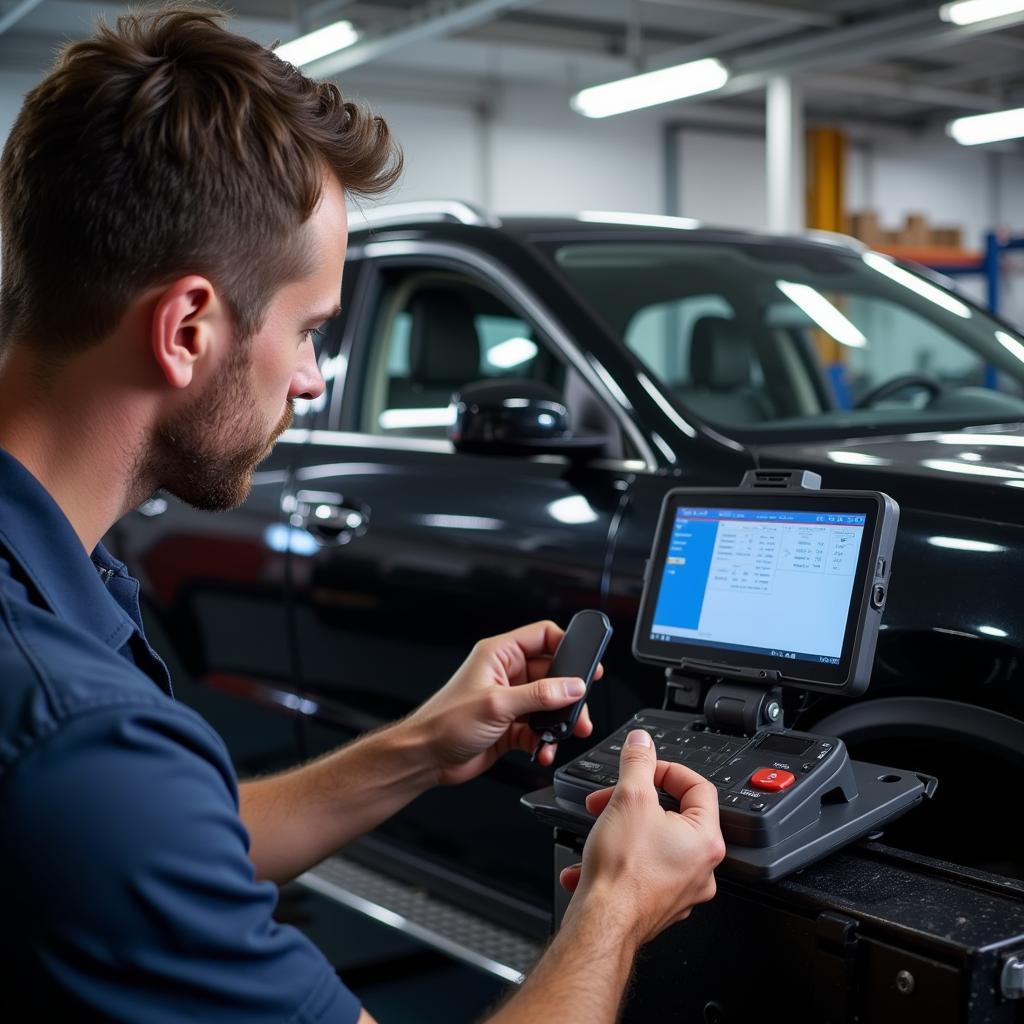 Mechanic Programming a Car Key