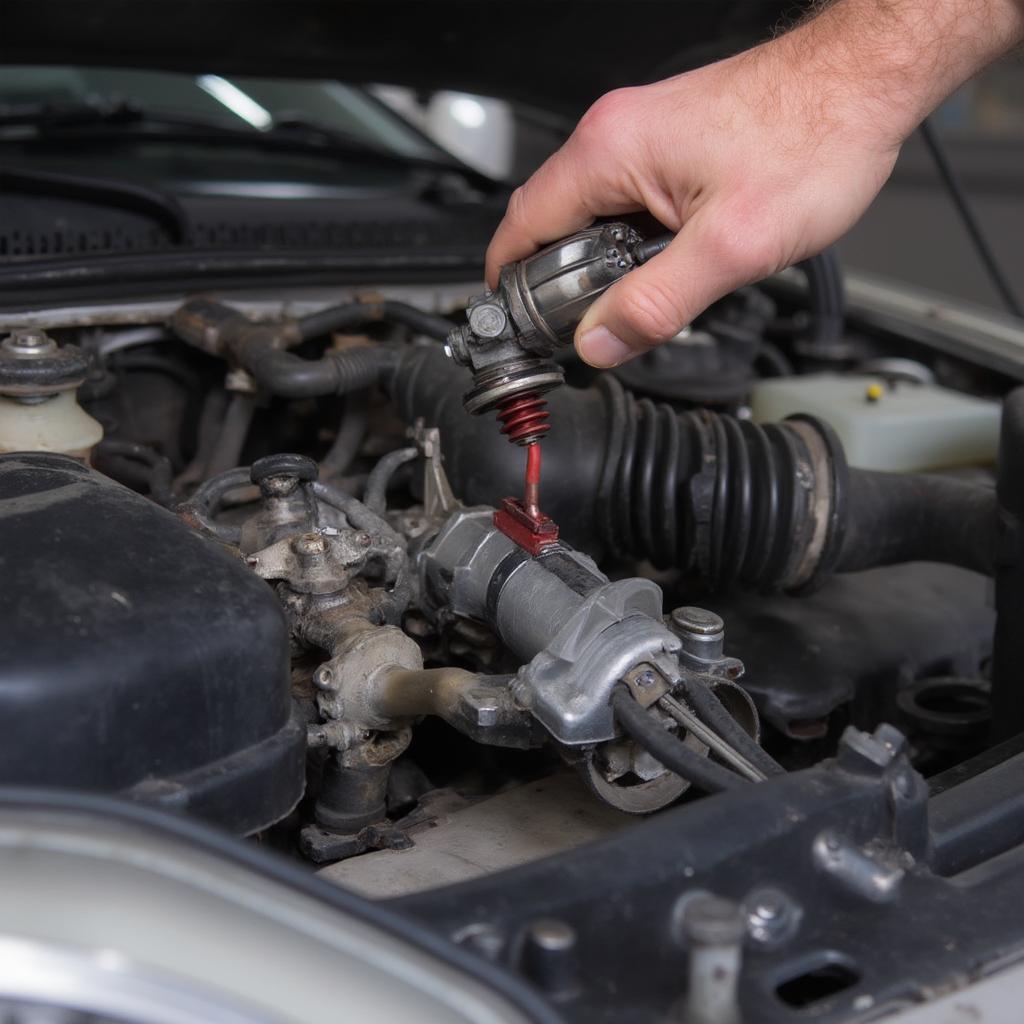 Mechanic Repairing a 2005 Mercury Sable Engine