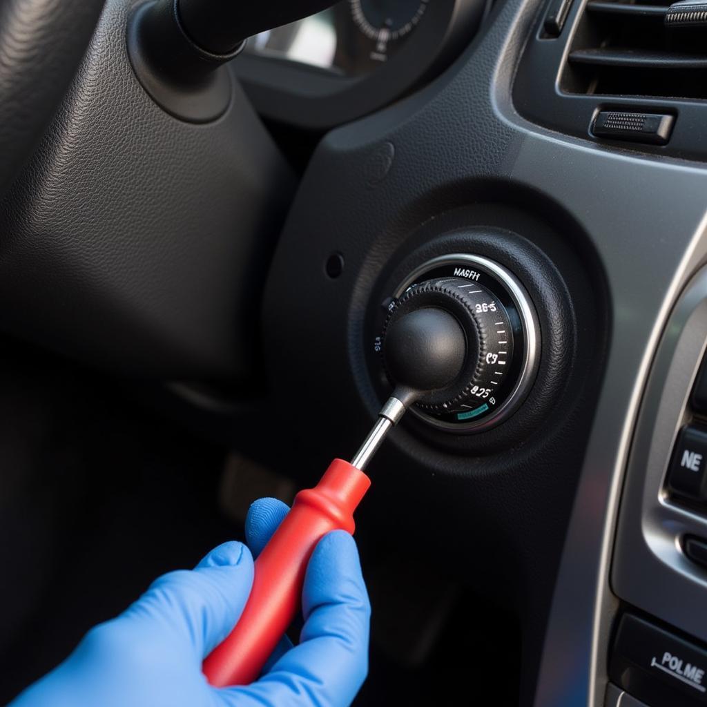 Mechanic Testing a Car Thermostat