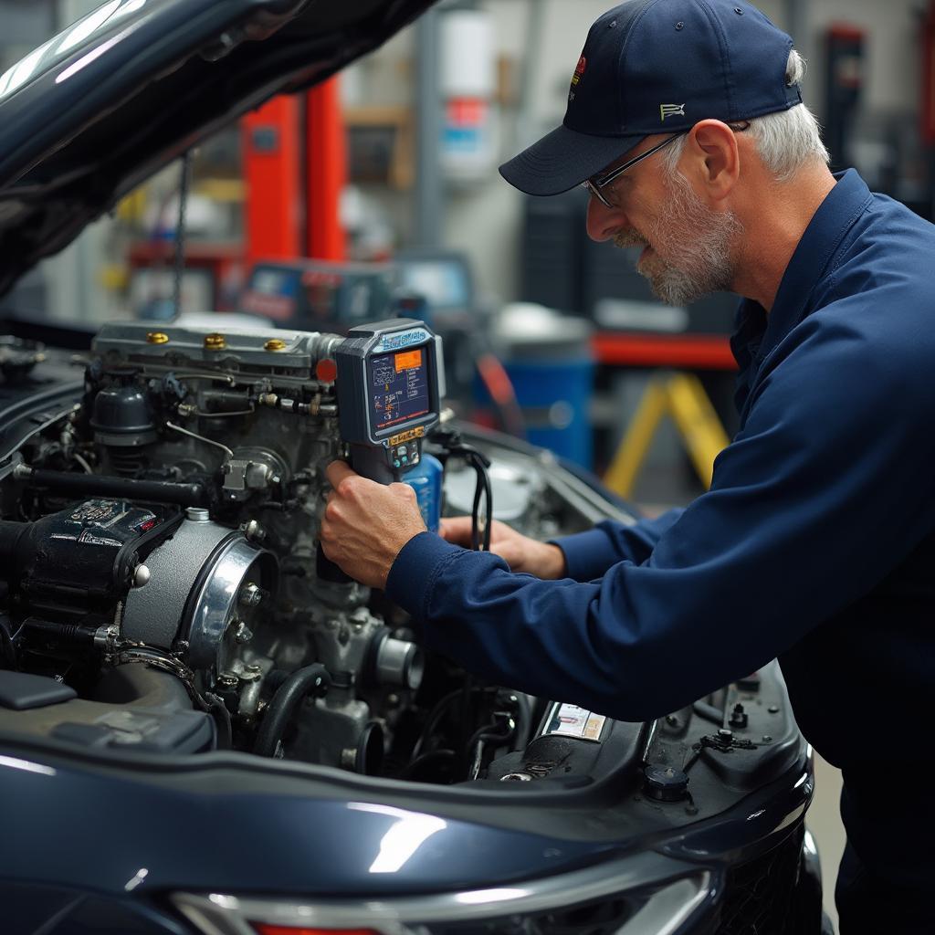 Mechanic Performing a Tune-Up on an LT1 OBD2 Engine