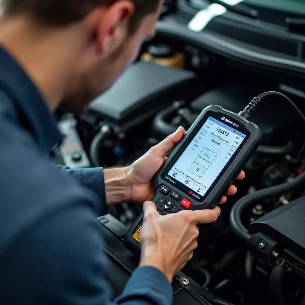 Mechanic Using an Advanced OBD2 Scanner