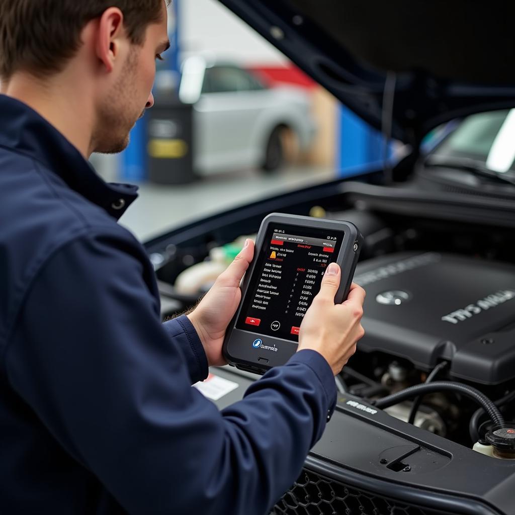 Mechanic Using an OBD2 Scanner