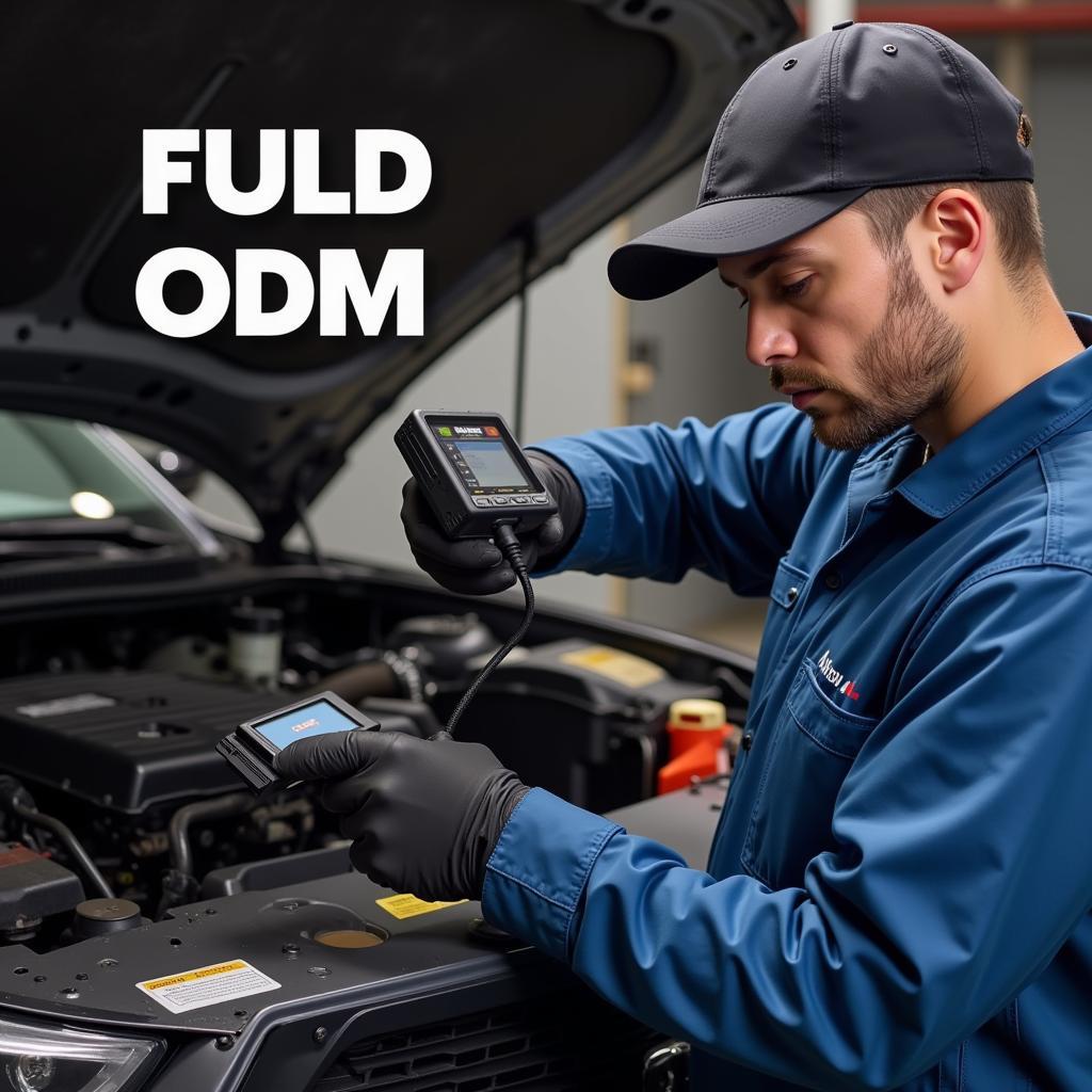 Mechanic Using Audew OBD2 Scanner for Professional Diagnostics