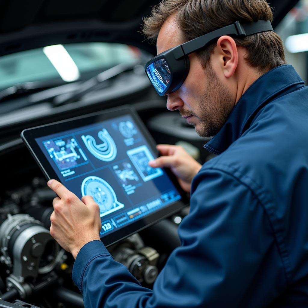 Mechanic Using Augmented Reality for Car Repair