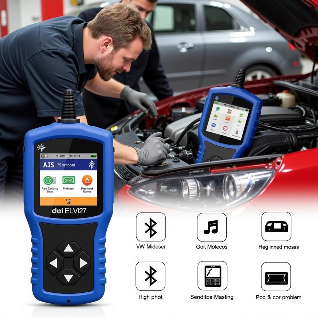 Mechanic Using ELM327 Bluetooth Scanner