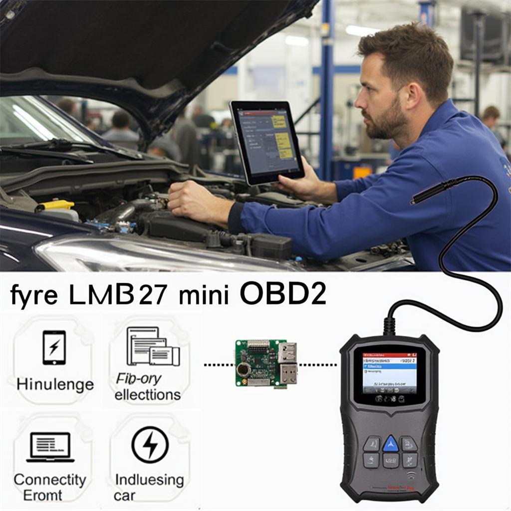 Mechanic Using ELM327 Mini OBD2 Scanner on Car