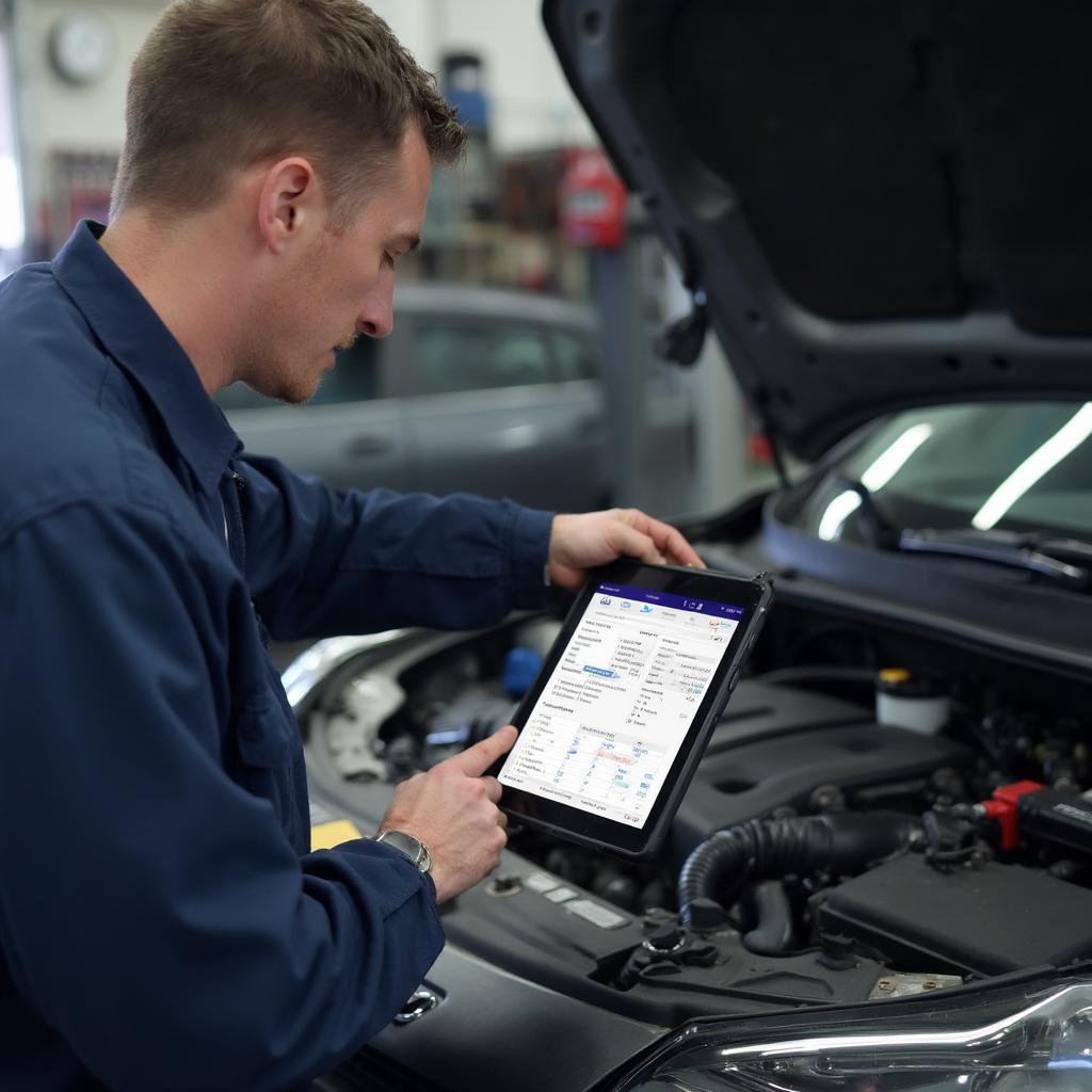 Mechanic Using ELM327 OBD2 Scanner