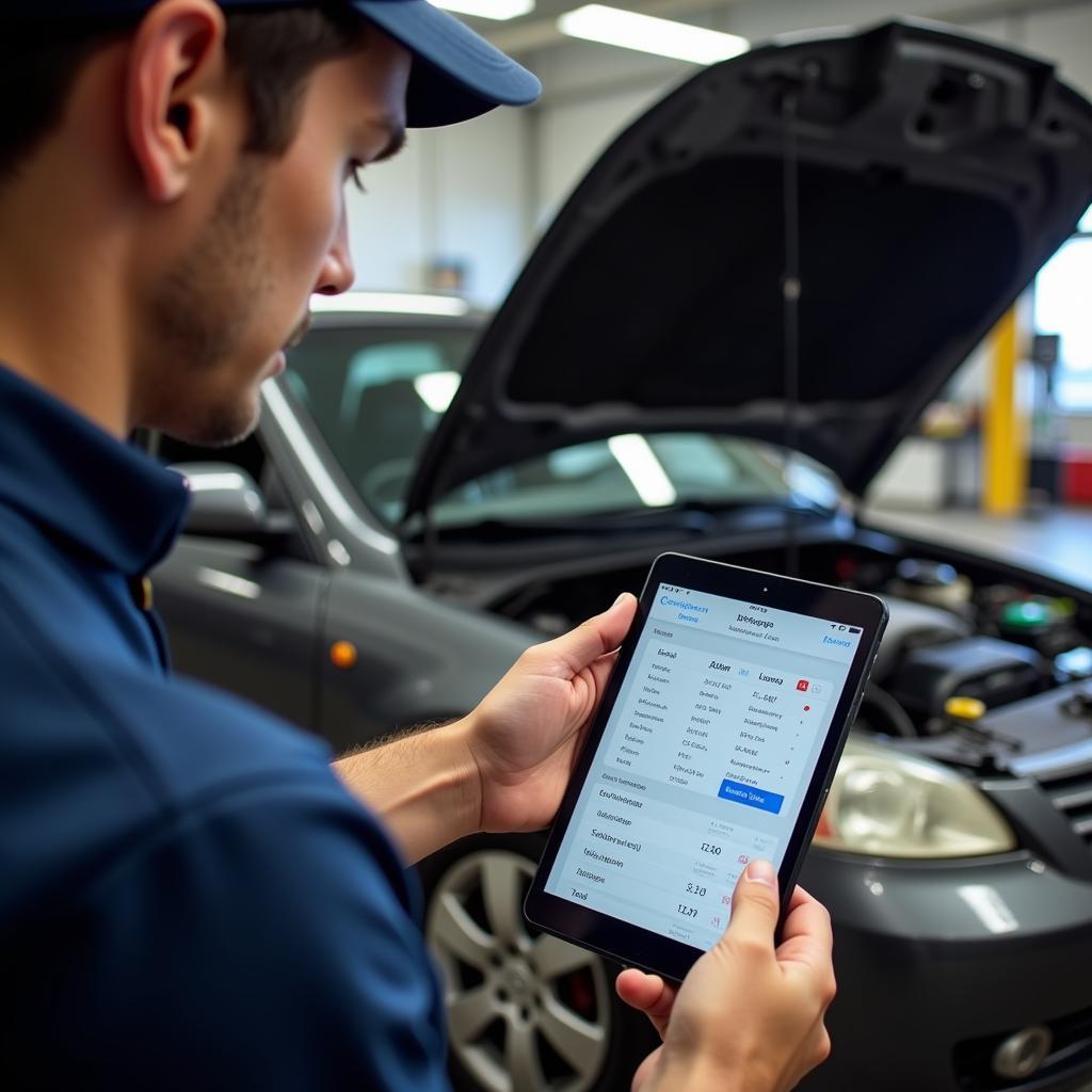 Mechanic Using ELM327 Scanner