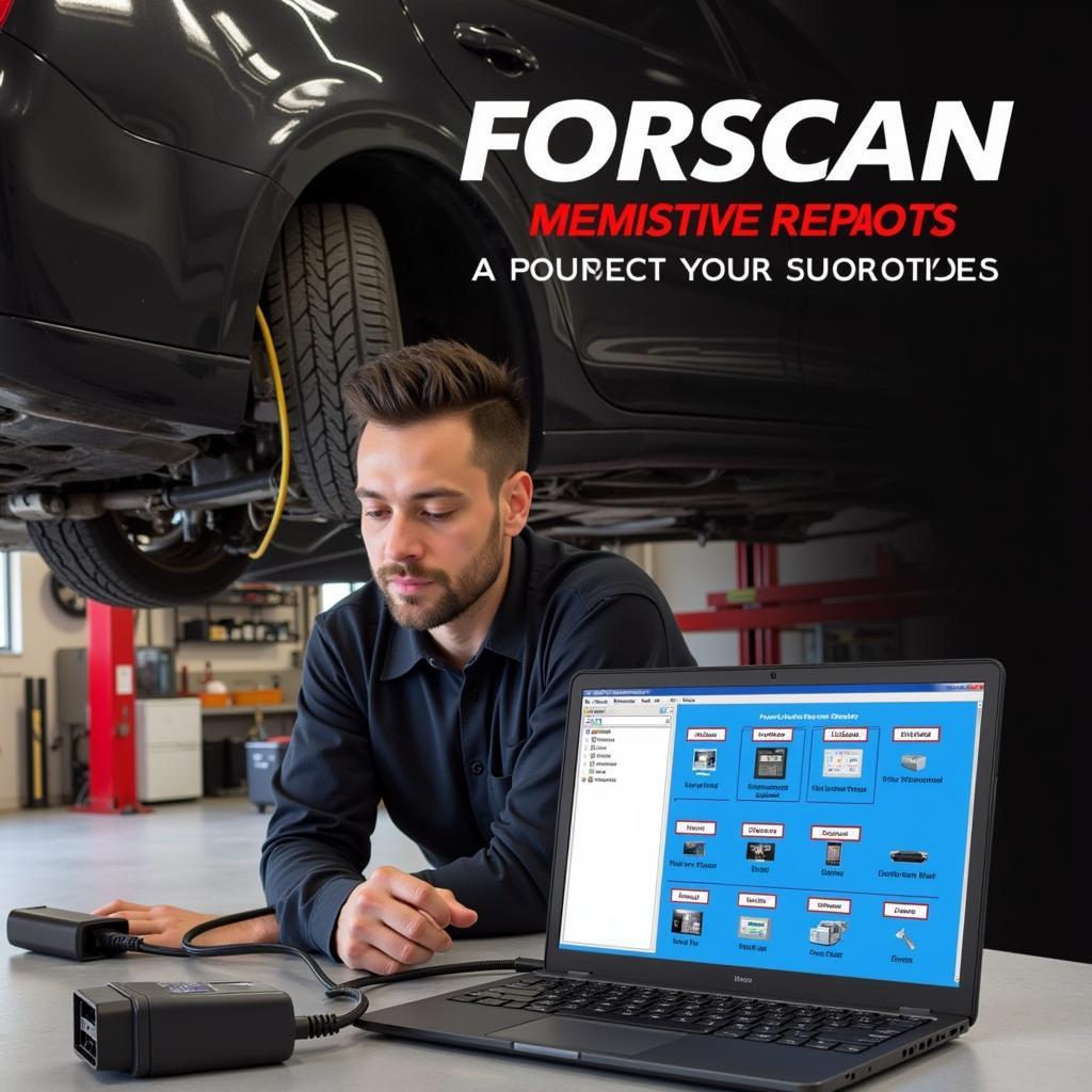 Mechanic Utilizing FORScan Software to Diagnose a Car