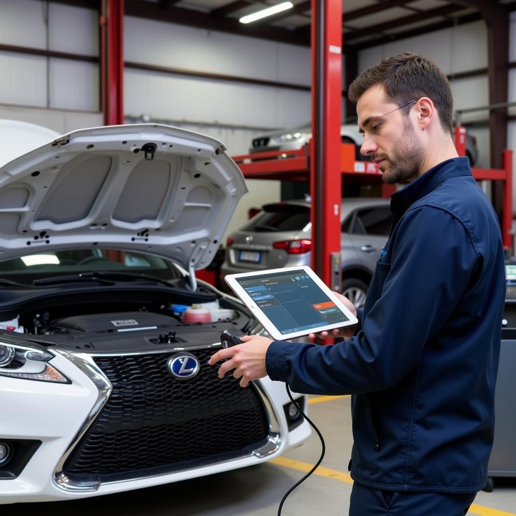 Mechanic Using Hikeren Mini Bluetooth OBD2 Scanner