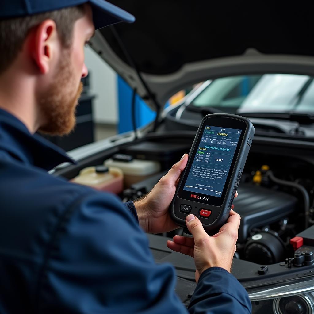 Mechanic Using iCar OBD2 Scanner