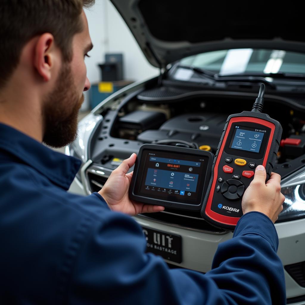 Mechanic Using Kobra Wifi OBD2 Scanner