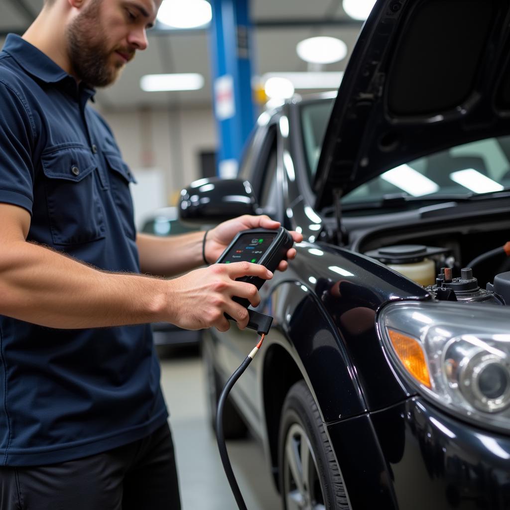 Mechanic Using OBD1 Scanner