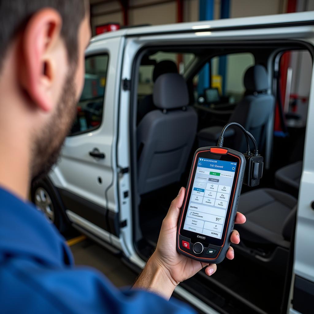 Mechanic Using OBD2 on Ford Transit