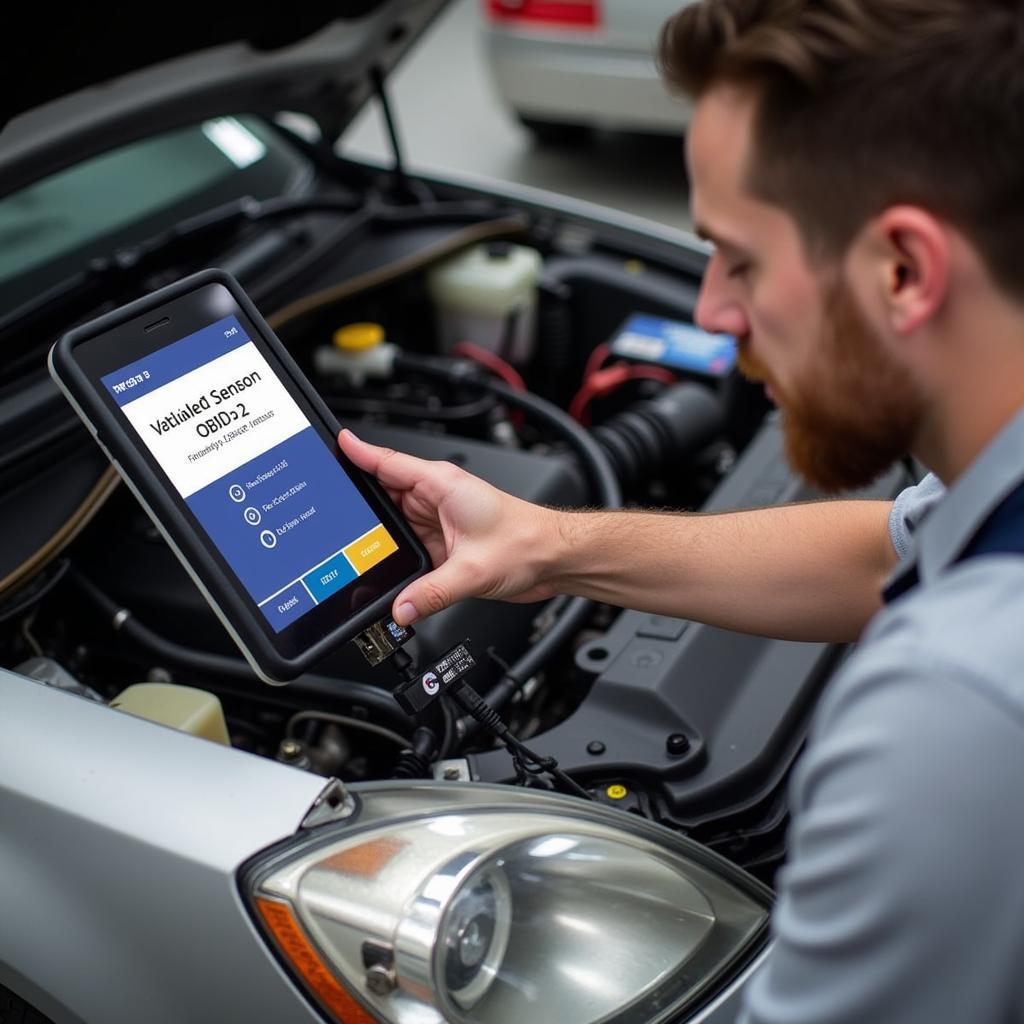 Mechanic Using OBD2 FTDI Scanner