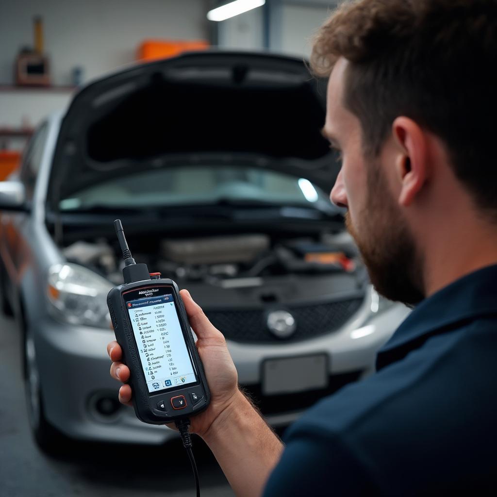 Mechanic Using OBD2 Scan Tool