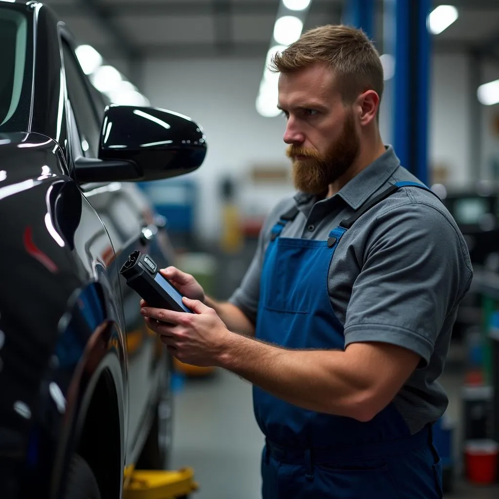 Mechanic Using an OBD2 Scanner