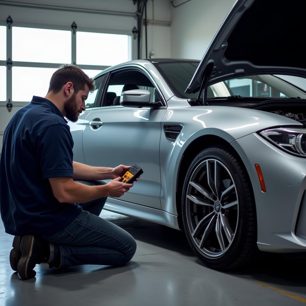 Mechanic Connecting OBD2 Scanner to Car