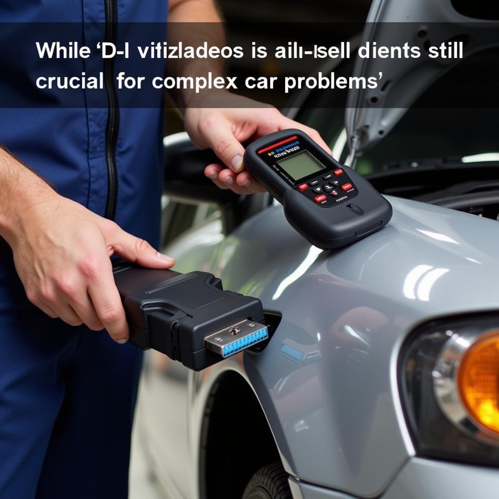 Mechanic using OBD2 scanner