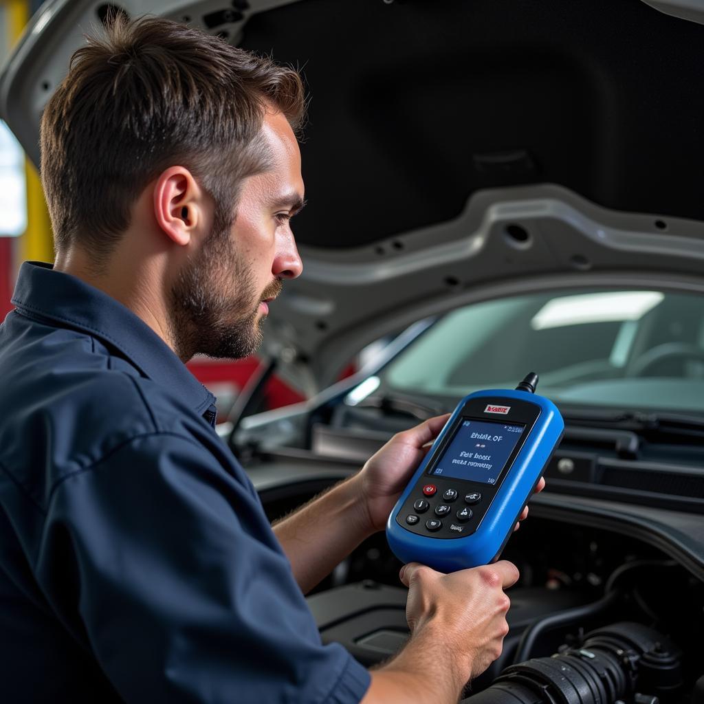 Mechanic Performing OBD2 Diagnosis