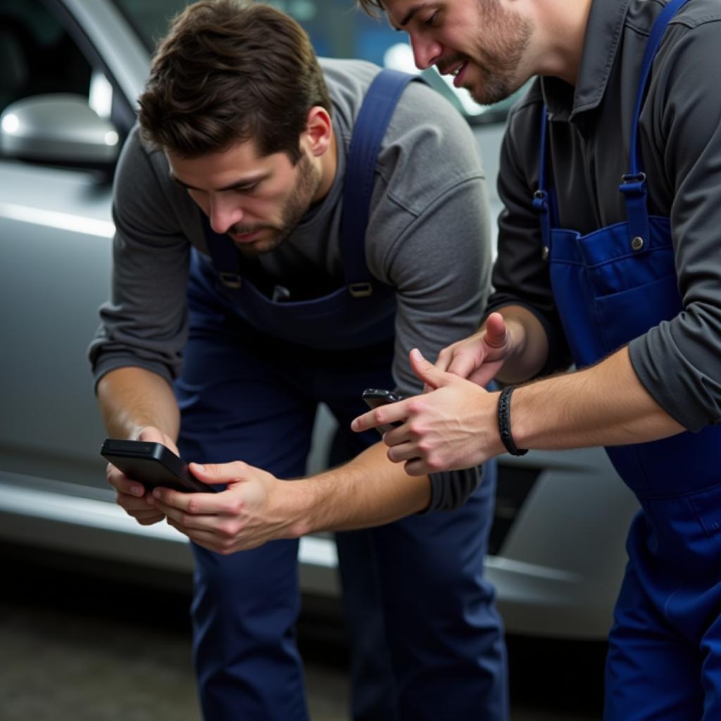 Mechanic Using OBD2 Scanner