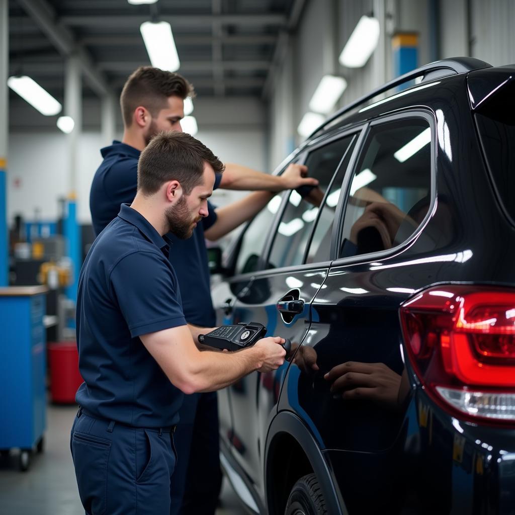 Mechanic Using OBD2 Scanner