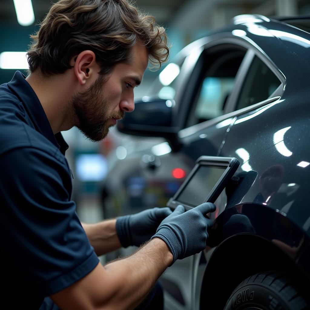 Mechanic Using an OBD2 Scanner