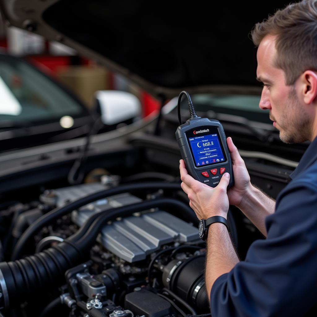 Mechanic Using Centech OBD2 Scanner