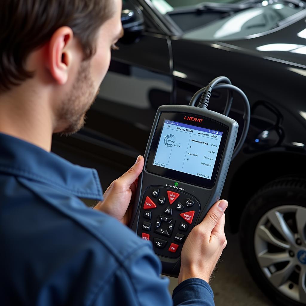 Mechanic Diagnosing TPMS