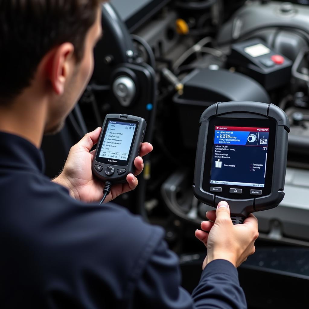 Mechanic Using an OBD2 Scanner