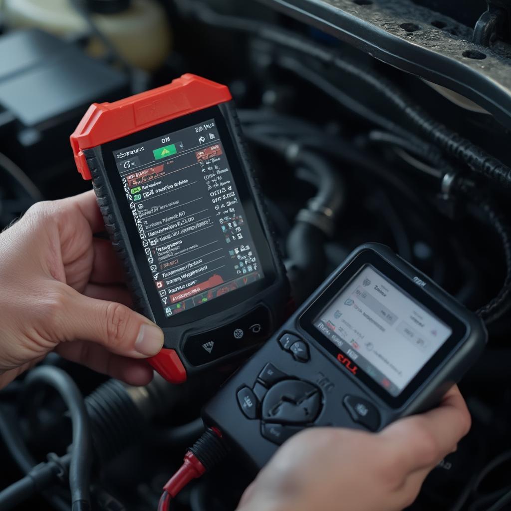 Mechanic Using OBD2 Scanner