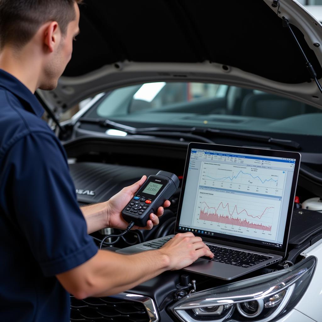 Mechanic Using OBD2 Software