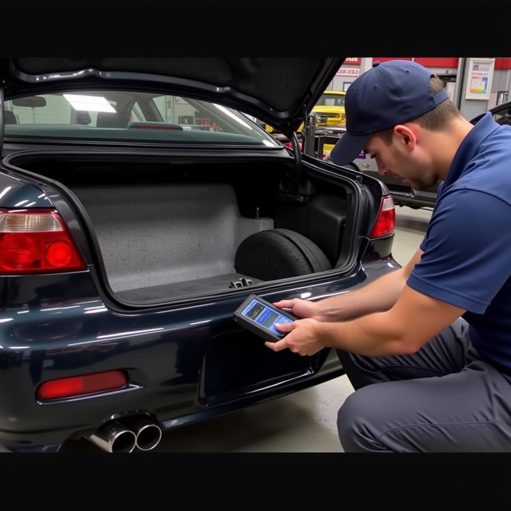 Mechanic Using OBD2 Scanner on Acura Integra GSR