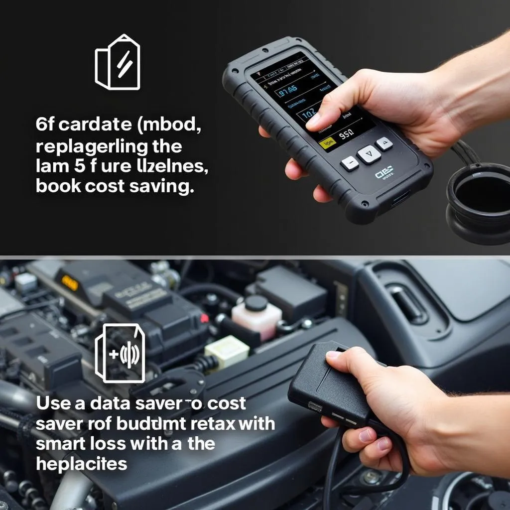 Mechanic using OBD2 scanner on car