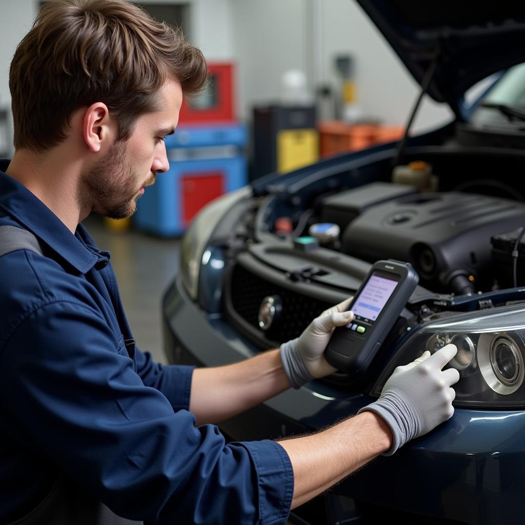 Mechanic in Raleigh Using OBD2 Scanner