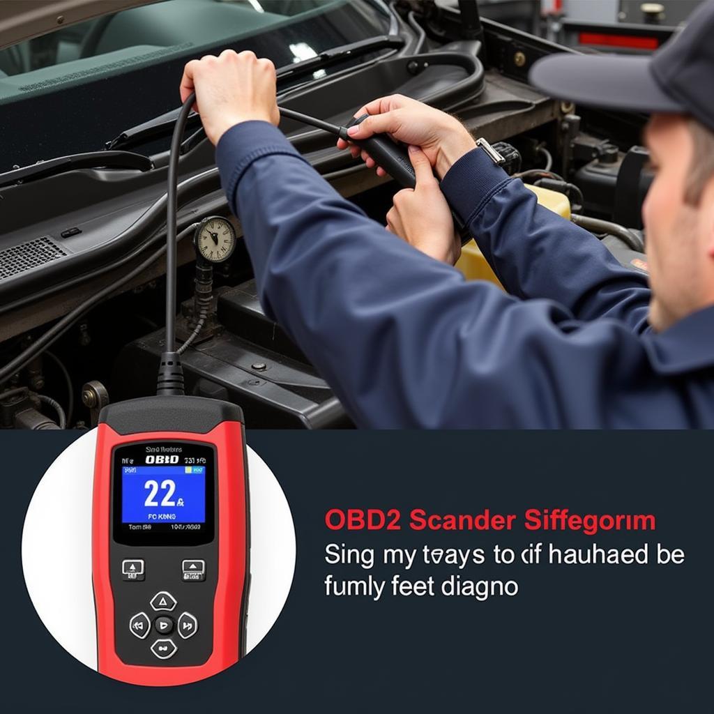 Mechanic using an OBD2 scanner to identify a car problem