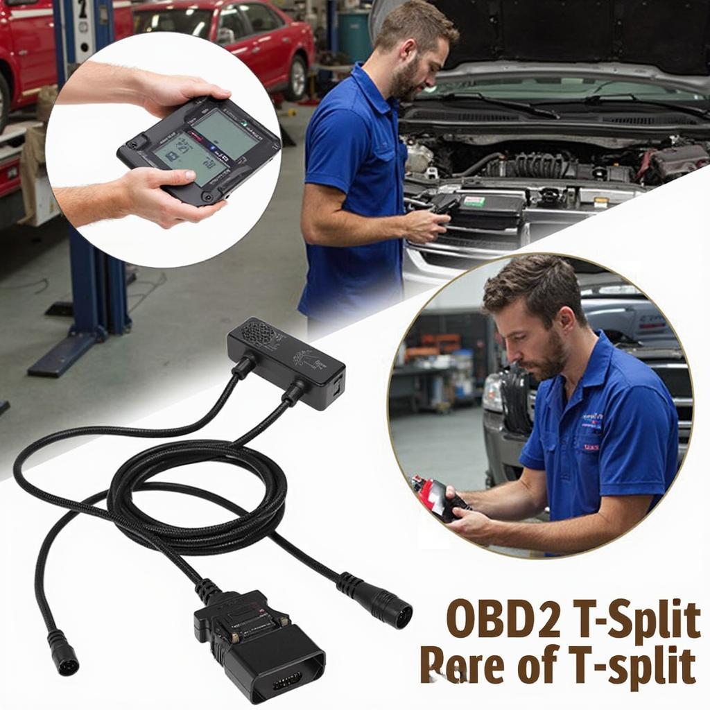 Mechanic Using OBD2 T-split for Diagnostics