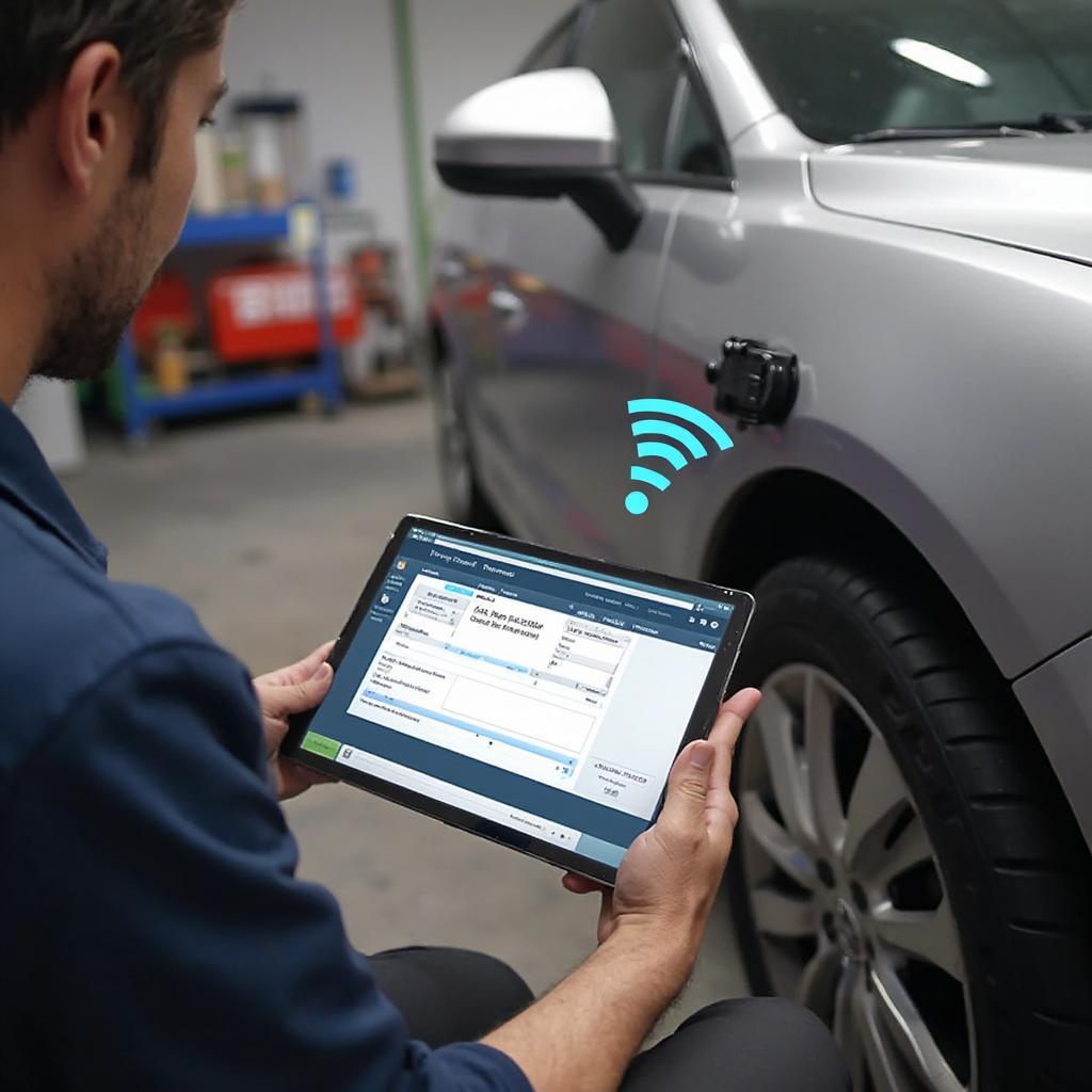 Mechanic Using OHP WiFi FORScan Adapter on a Car