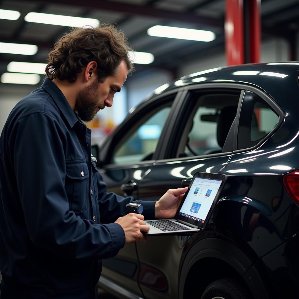 Mechanic Using Open Gauge OBD2 for Diagnostics