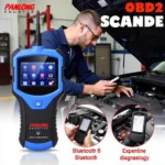 Mechanic diagnosing a car with a Panlong Bluetooth OBD2 scanner