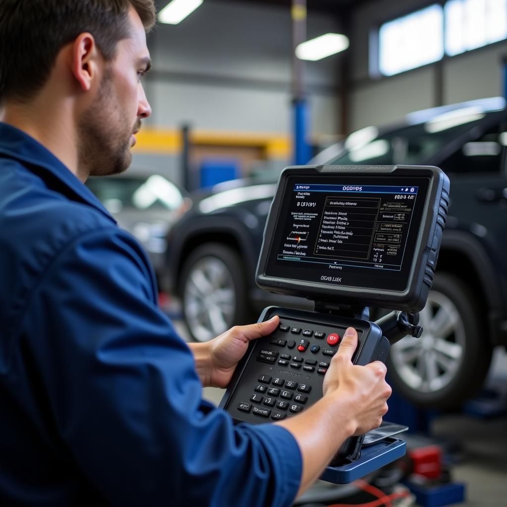 Mechanic Using a Professional OBD2 Scanner