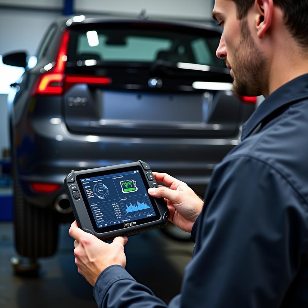 Mechanic Using Professional OBD2 Scanner