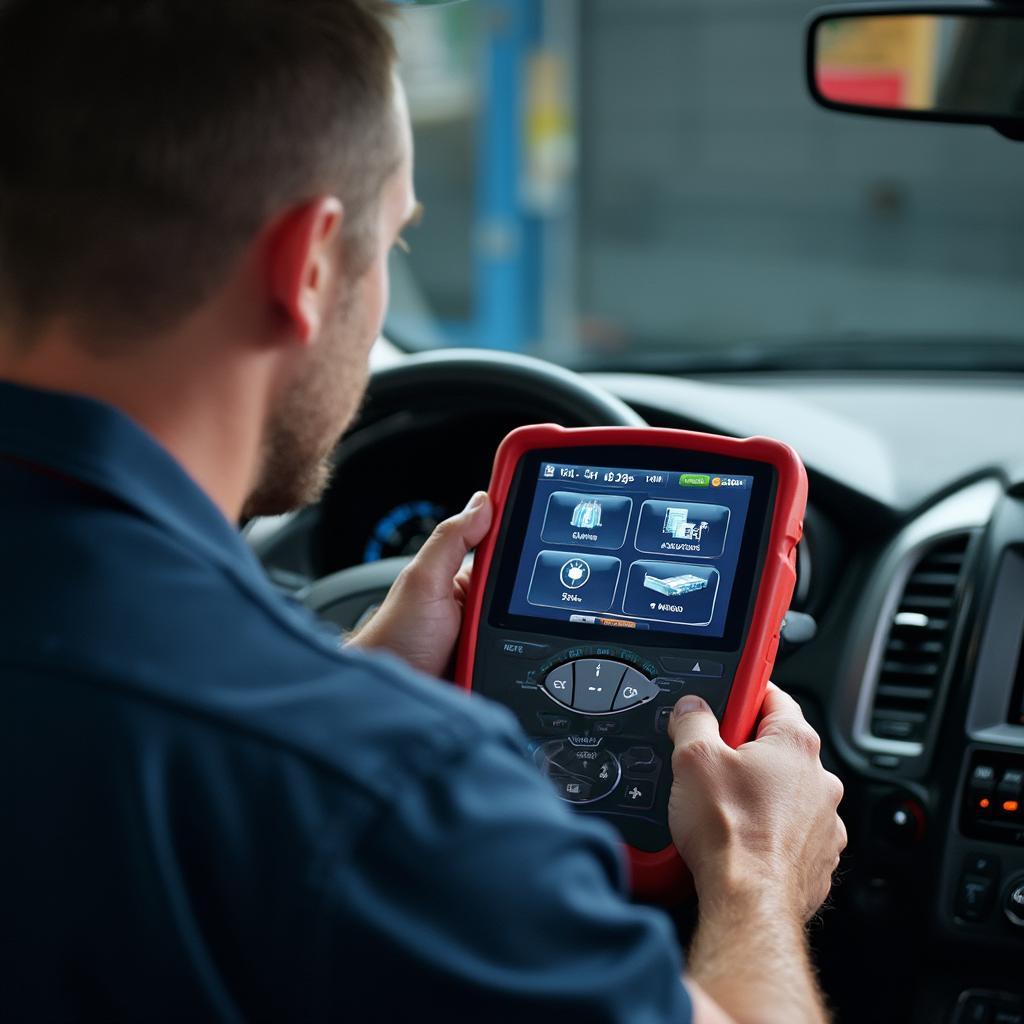 Mechanic Using Professional-Grade OBD2 Scanner