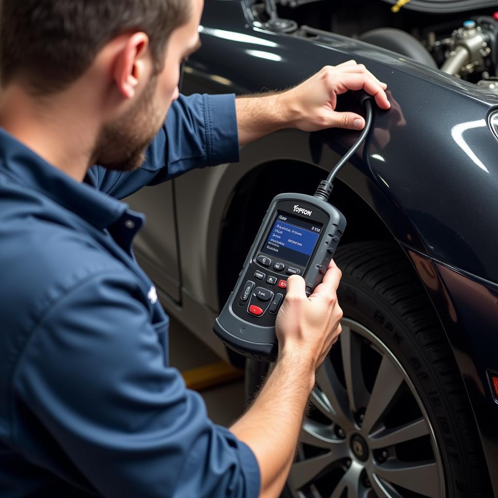 Mechanic Using Topdon Scanner