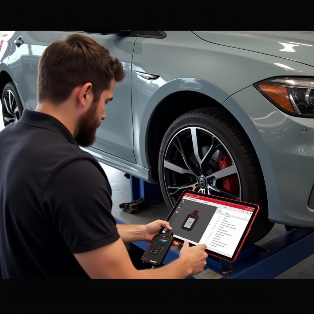 Mechanic Using Torque Wifi OBD2 Scanner to Diagnose Car Issues