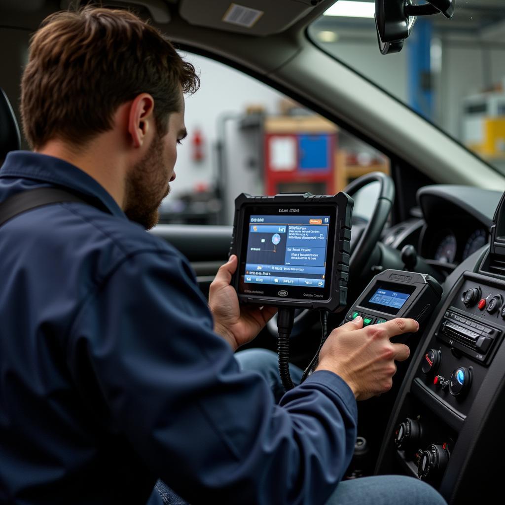 Mechanic Diagnosing Land Rover with U480