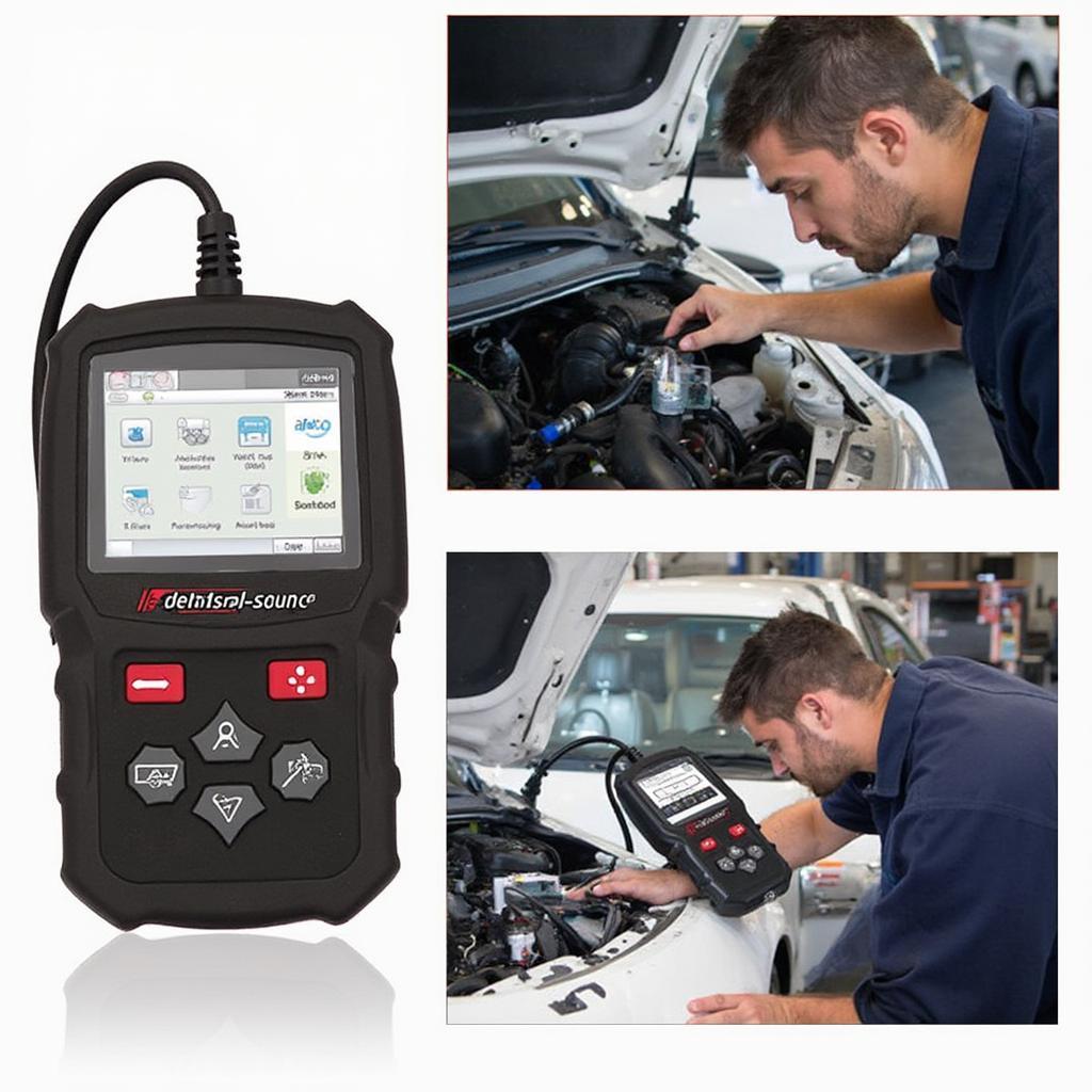 Mechanic Using V519 OBD2 Scanner to Diagnose Car